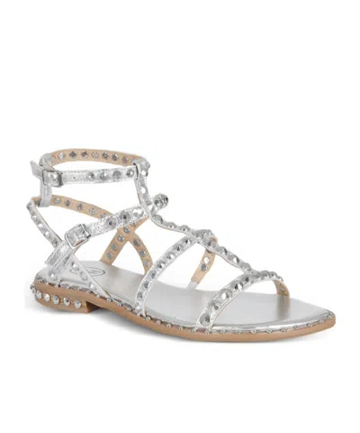 Ash Studded Flat Sandals Open Toe Ankle Strap In Animal Print