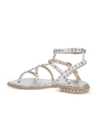 Ash Studded Flat Sandals Open Toe Ankle Strap In Animal Print