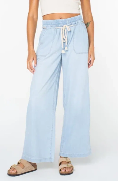 Roxy Paddle On Drawstring Denim Pants In Blue