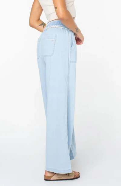 Roxy Paddle On Drawstring Denim Pants In Blue