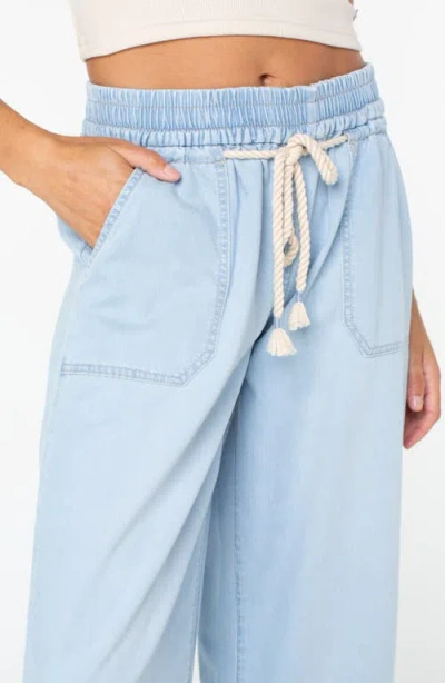 Roxy Paddle On Drawstring Denim Pants In Blue