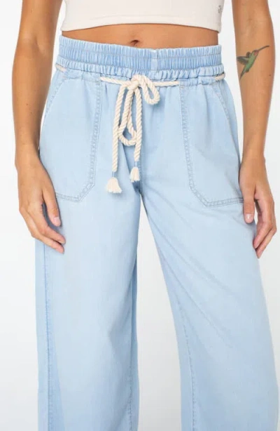 Roxy Paddle On Drawstring Denim Pants In Blue