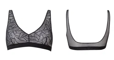 Bott Lingerie Women's Soft Lace Bralette La Teuf - Black Shadow In Gray ...