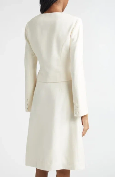 Posse Elspeth Button-up Wool Cropped Jacket In White