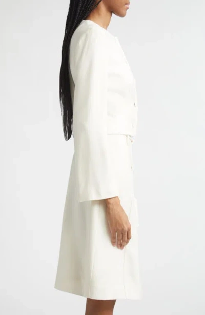 Posse Elspeth Button-up Wool Cropped Jacket In White