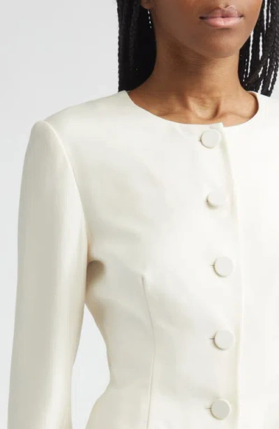 Posse Elspeth Button-up Wool Cropped Jacket In White
