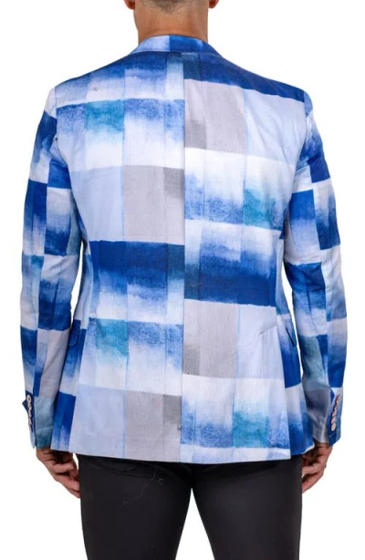 Maceoo Unconstructed Marthyr021 Blue Cotton Patchwork Blazer In Blue