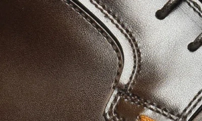 Santoni Plain Toe Leather Derby In Brown
