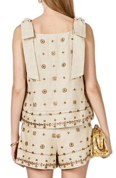 Endless Rose Beaded Sleeveless Top In Neutral