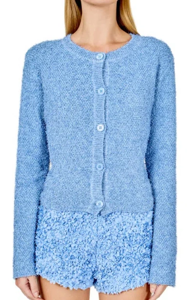 Endless Rose Button Front Cardigan In Blue