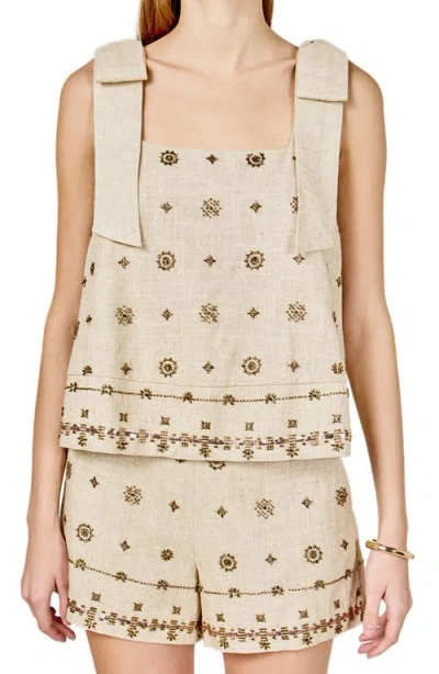 Endless Rose Beaded Sleeveless Top In Neutral