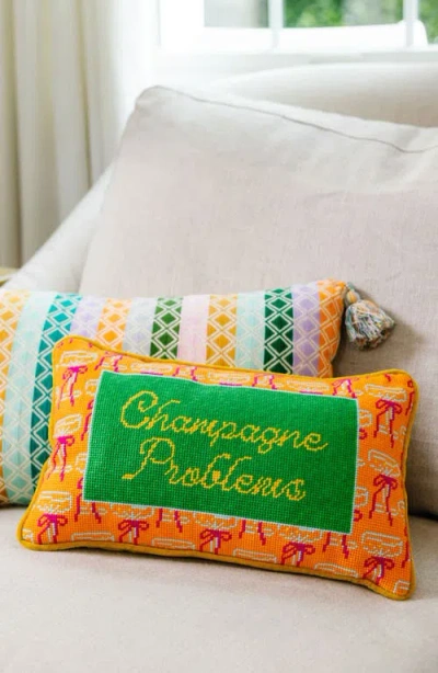 Furbish Champagne Problems Needlepoint Pillow