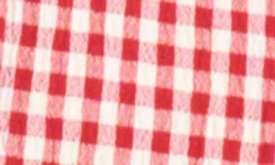 Wayf Aria Gingham Crop Button-up Top In Multi