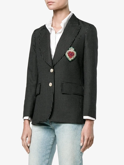 Shop Gucci Embroidered Single Breasted Jacket