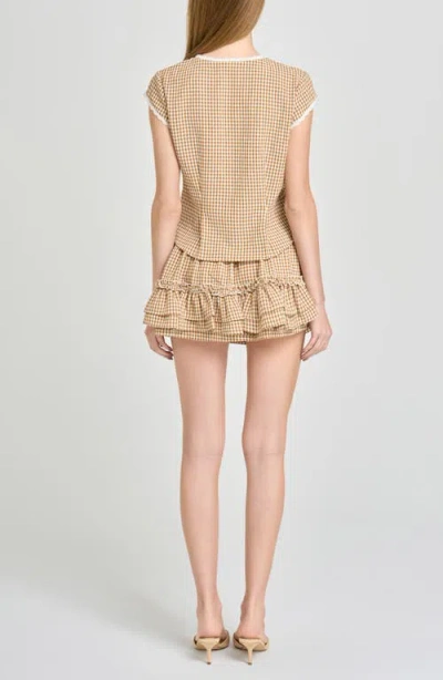 Wayf Aria Gingham Crop Button-up Top In Multi