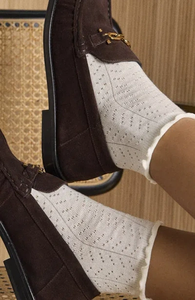 Stems Pointelle Ankle Socks In White
