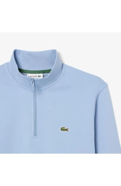 Lacoste Cotton Fleece Half Zip Pullover In Blue