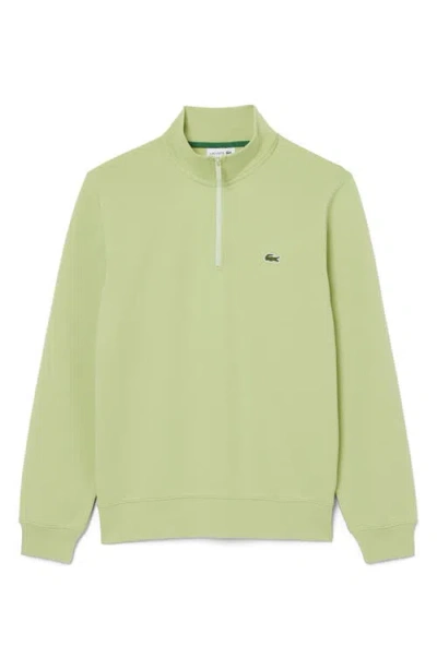 Lacoste Cotton Fleece Half Zip Pullover In Brown