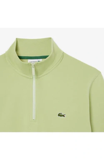 Lacoste Cotton Fleece Half Zip Pullover In Brown