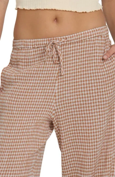 Billabong Wanderer Bitty Check Drawstring Pants In Brown