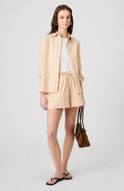 French Connection Aspen Linen Sandlot Stripe Shorts In Neutral