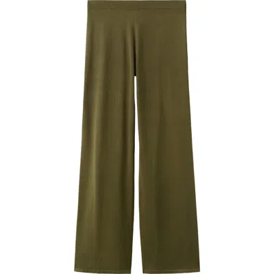 Mango Pull-on Straight Leg Knit Pants In Green