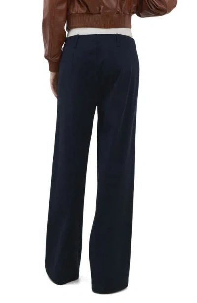 Mango Side Stripe Pull-on Straight Leg Knit Pants In Blue