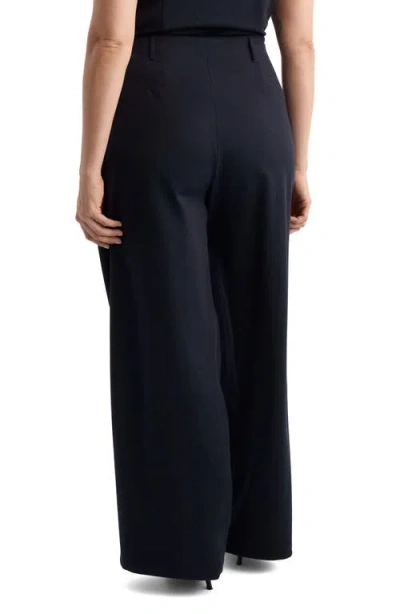 Mango Side Stripe Pull-on Straight Leg Knit Pants In Blue