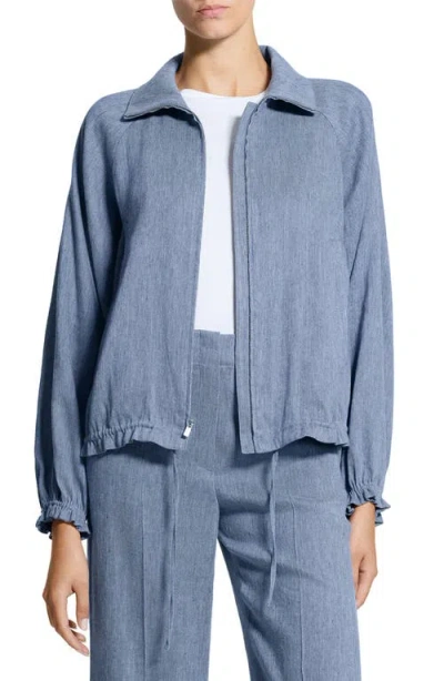 Theory Drawstring Hem Linen Blend Jacket In Blue