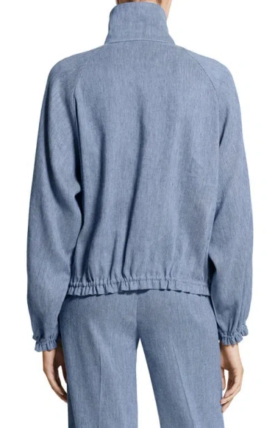 Theory Drawstring Hem Linen Blend Jacket In Blue