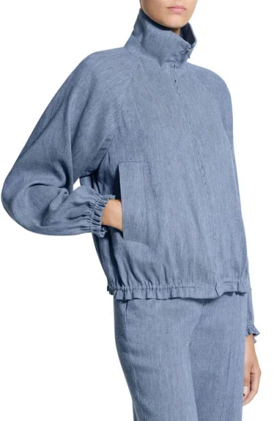 Theory Drawstring Hem Linen Blend Jacket In Blue