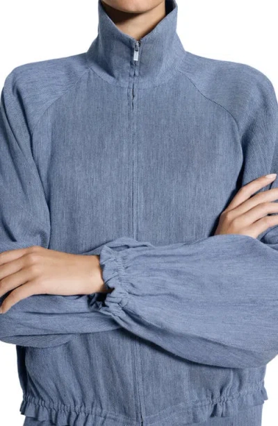 Theory Drawstring Hem Linen Blend Jacket In Blue
