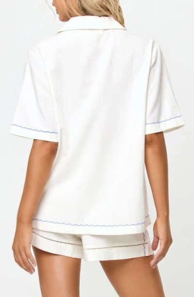 L*space Lspace La Mer Embroidered Cover-up Shirt In White