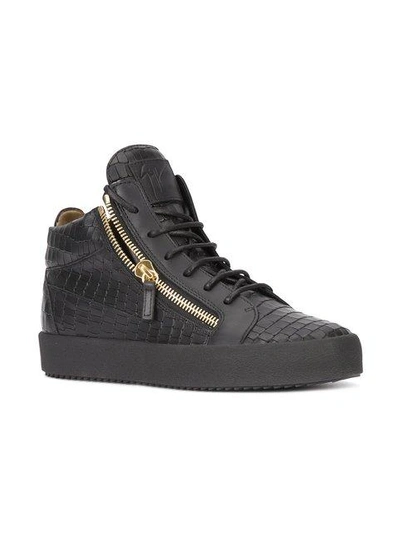 Giuseppe Zanotti - Black Crocodile-embossed Mid-top Sneaker Kriss ...