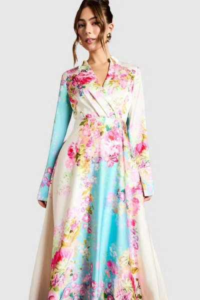 Coast Placement Print Wrap Front Gown In Multi