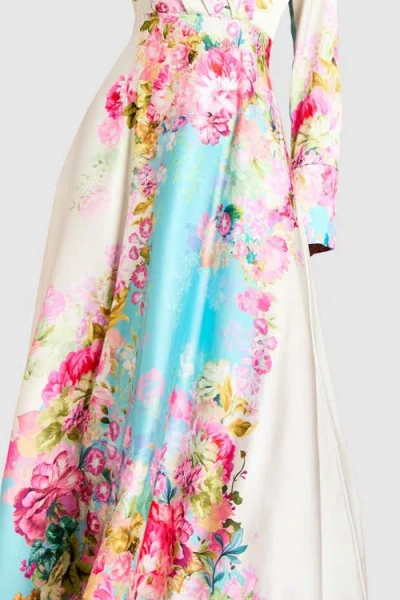 Coast Placement Print Wrap Front Gown In Multi