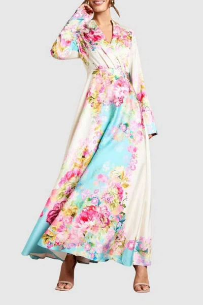 Coast Placement Print Wrap Front Gown In Multi