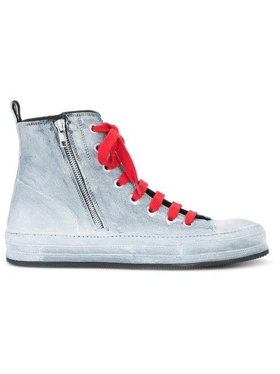 Shop Ann Demeulemeester Painted Hi-top Sneakers In Grey