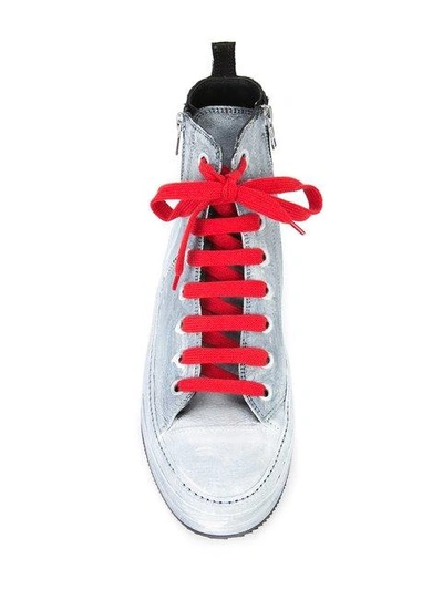 Shop Ann Demeulemeester Painted Hi-top Sneakers In Grey