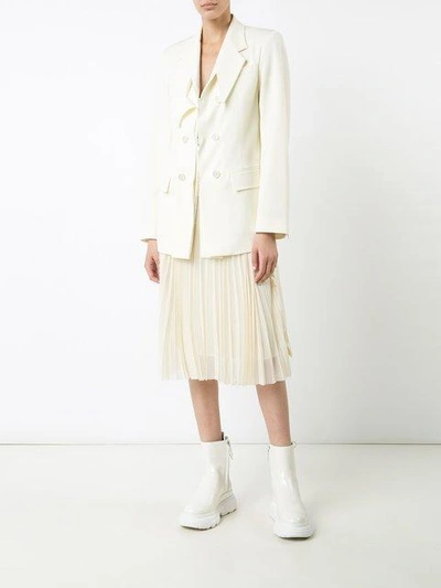 Shop Maison Margiela Deconstructed Lapel Blazer - White