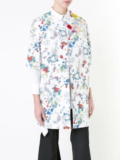 Shop Antonio Marras Floral Print Coat - White