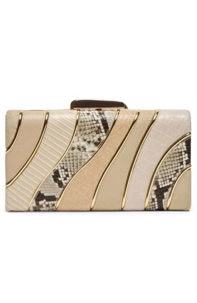 Dolce Vita Multi Panel Frame Clutch In Brown