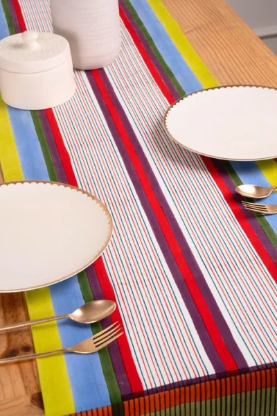 Inner Child Modernist Striped Tablerunner In Multi