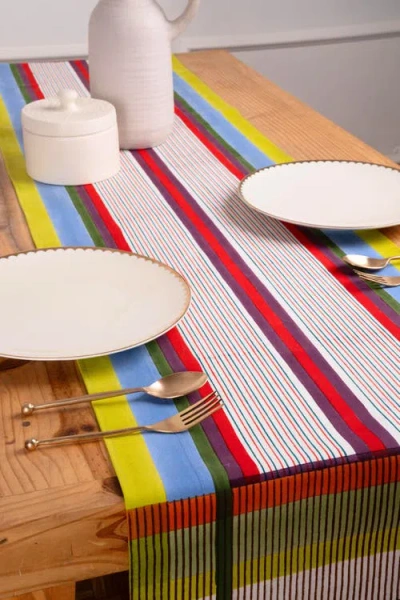 Inner Child Modernist Striped Tablerunner In Multi