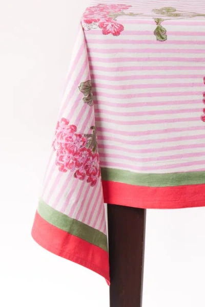 Inner Child Pink Hydrangea Blockprint Tablecloth In Pink
