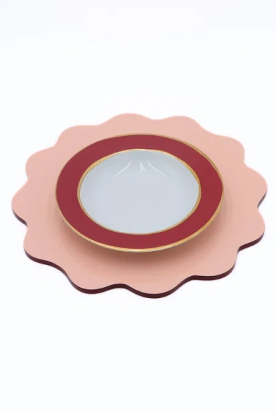 Inner Child Scalloped Lacquerware Placemats In Pink