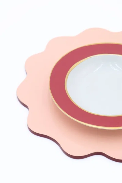 Inner Child Scalloped Lacquerware Placemats In Pink