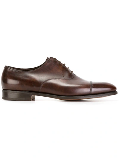 John Lobb City Ii Burnished-leather Oxford Shoes In Brown