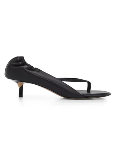 Jacquemus Leather Thong Sandals Stiletto Heel Straps In Black