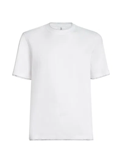 Brunello Cucinelli Men Slim Fit Crew-neck T-shirt In Lightweight Cotton Jersey In White